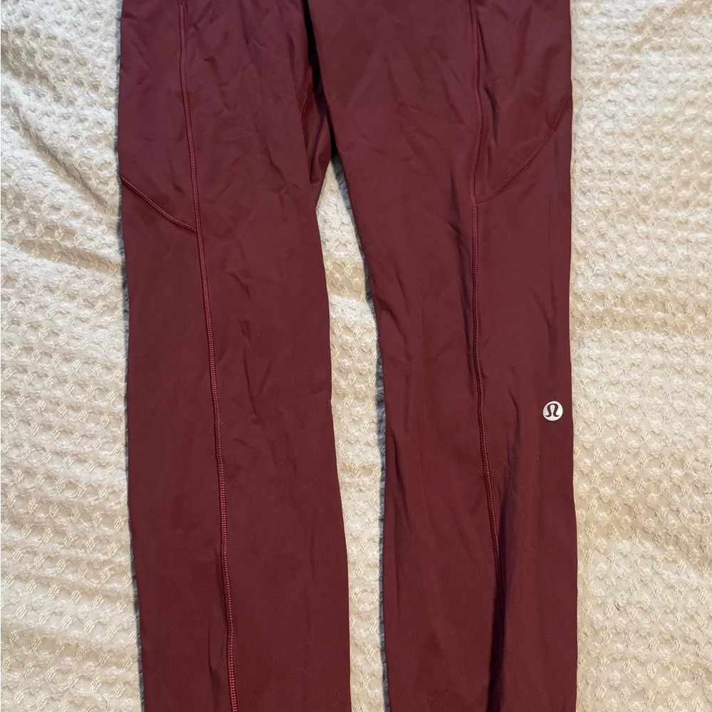 Lulu lemon burgundy leggings size 6 w pockets